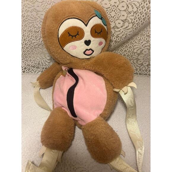 Luv Betsey 20' inch Plush Sloth Back Pack, Purse, Pillow, Tan pink - Picture 1 of 6